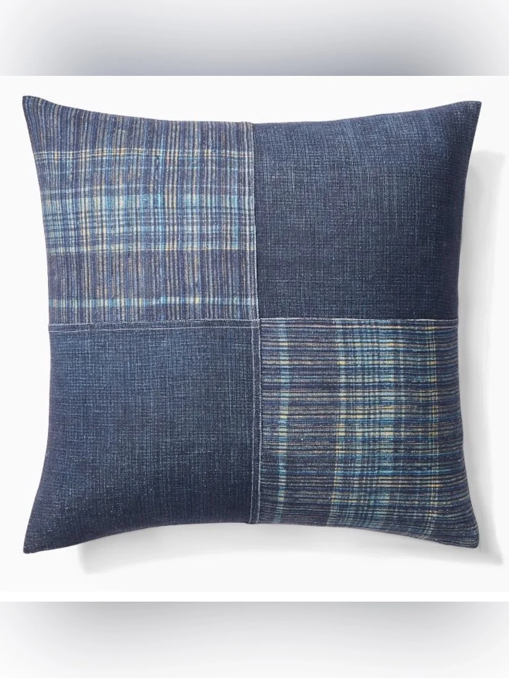 West Elm Indigo Patchwork Pillow Cover 20x20 NWT 100% Cotton Cover Only